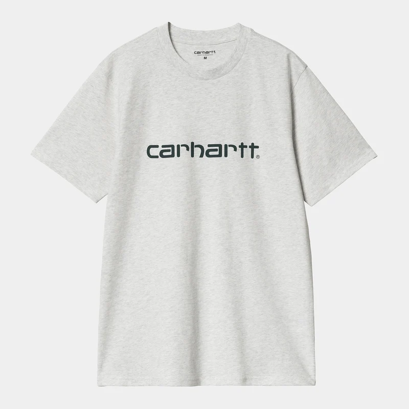 Carhartt WIP Kurzarm-T-Shirt mit Schriftzug für Herren - Aschgrau / Entenblau