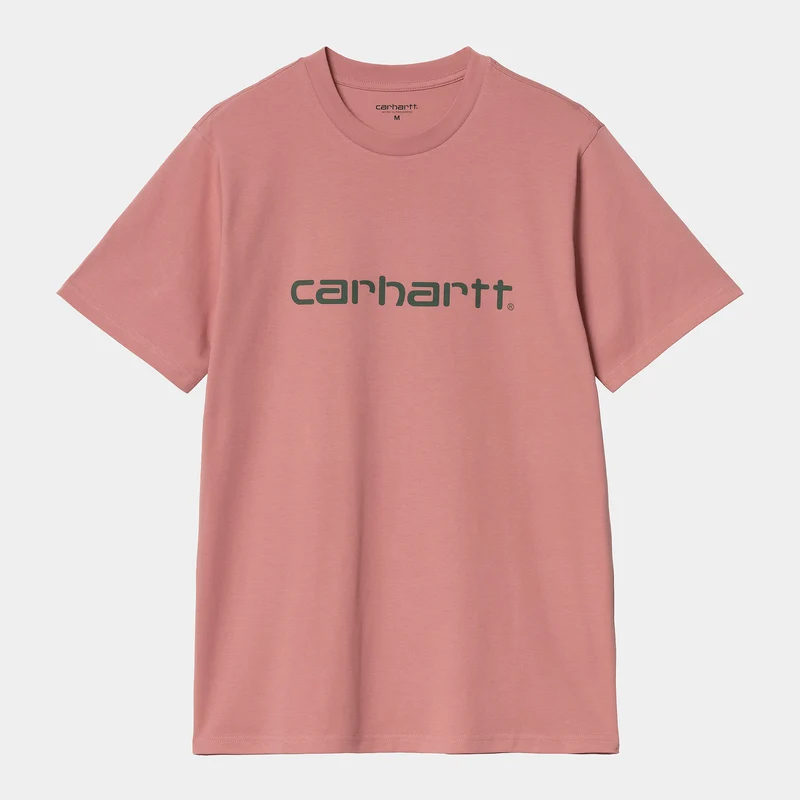 Carhartt WIP Kurzarm-T-Shirt mit Schriftzug für Herren - Altrosa / Bergahorn