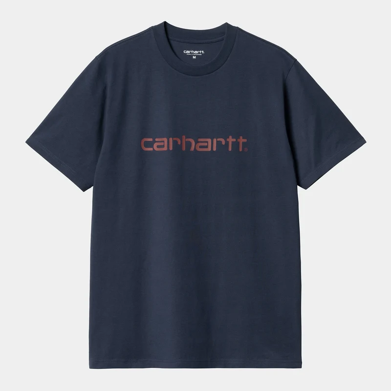Carhartt WIP Kurzarm-T-Shirt mit Schriftzug für Herren - Air Force Blau / Malbec