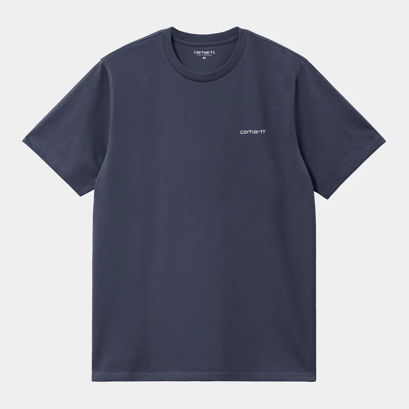 Carhartt WIP Kurzärmliges T-Shirt mit aufgesticktem Schriftzug für Herren - Air Force Blau
