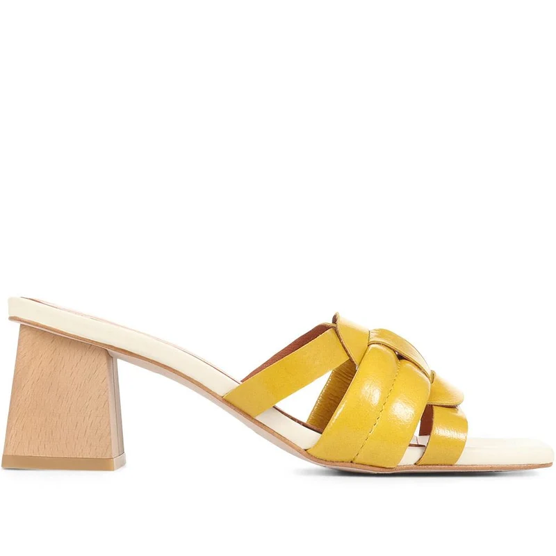 Pamela-02 Leather Block Heeled Mules - SINO35502 / 321 927 - Platinum