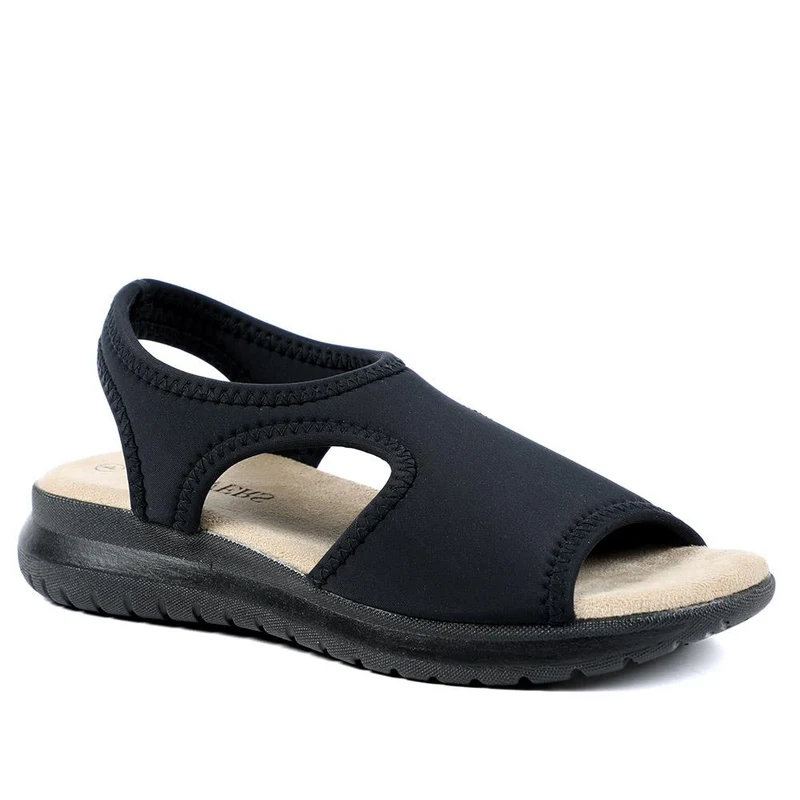 Stretch Comfort Sandals with Cushioned Insole - POLY43001 / 329 021 - Black