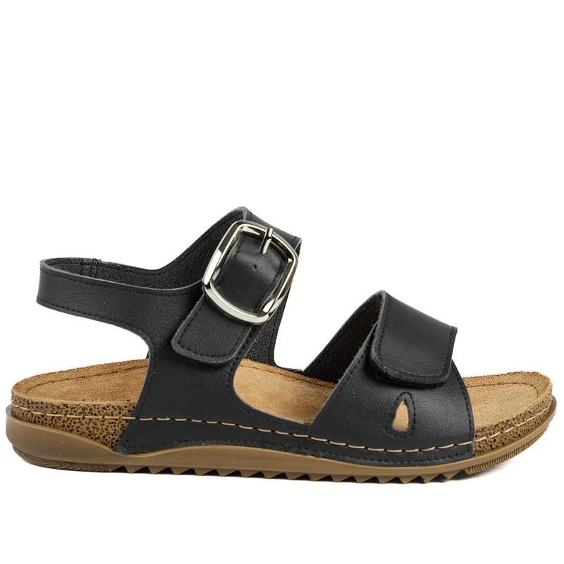 Wide Fit Sandals with Buckle Detail - SERAY43008 / 329 224 - Black