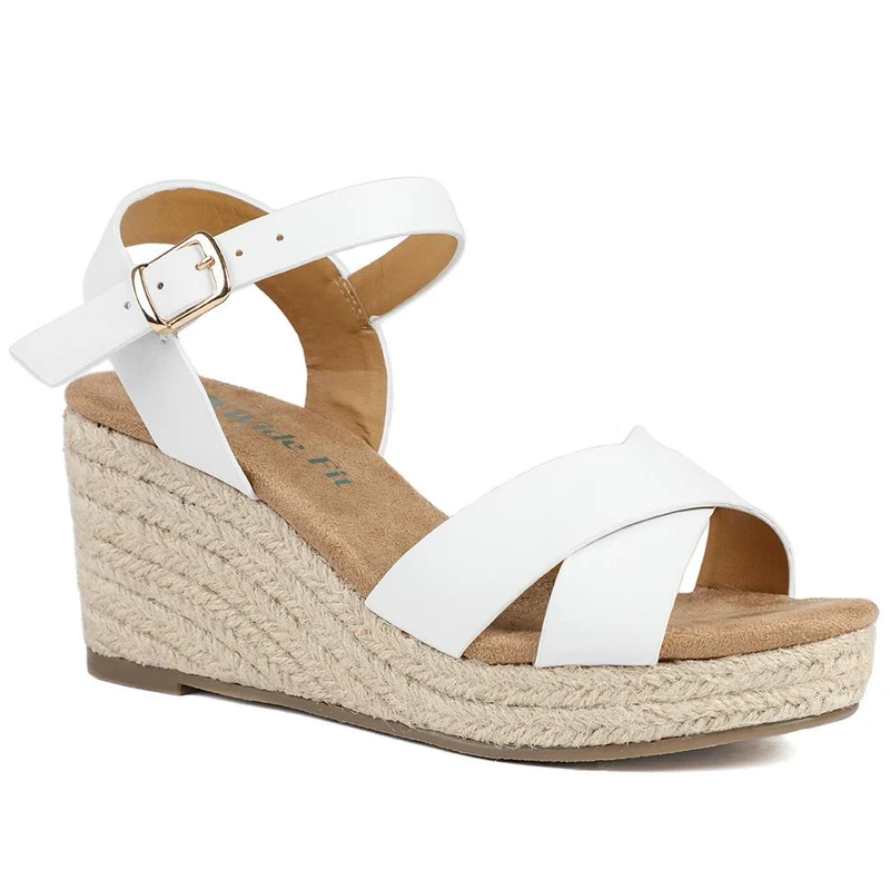 Wide Fit Espadrille Wedge Sandals - WBINS37095W / 329 258