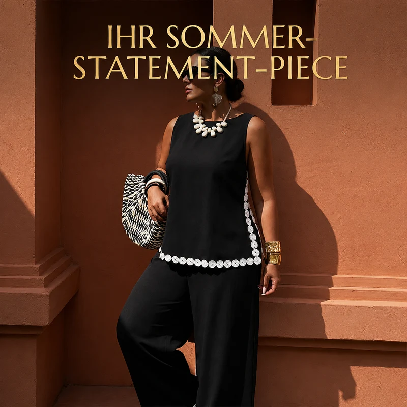 Lamnea | Ärmelloses Sommer-Set mit Spitzenbesatz