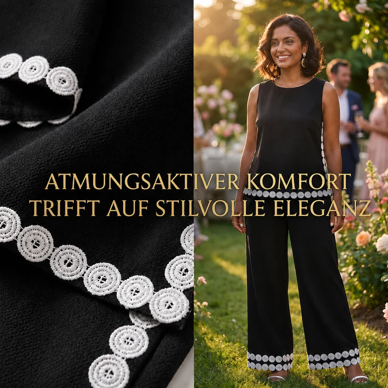 Lamnea | Ärmelloses Sommer-Set mit Spitzenbesatz