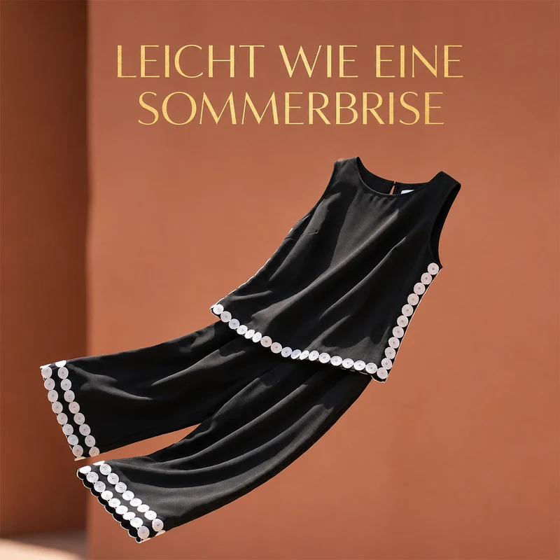 Lamnea | Ärmelloses Sommer-Set mit Spitzenbesatz