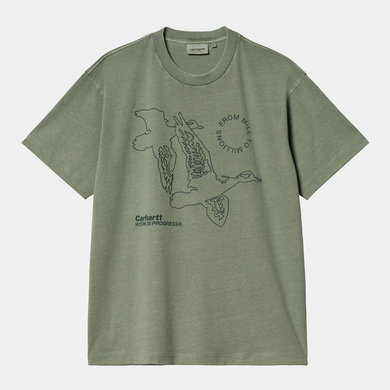 Carhartt WIP T-Shirt „Flying Ducks“ für Herren – Entengrün