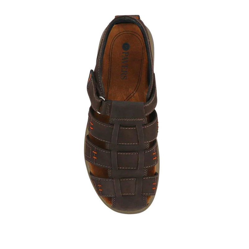 Leather Touch-Fasten Sandals - DDIN41016 / 327 267 - Dark Brown