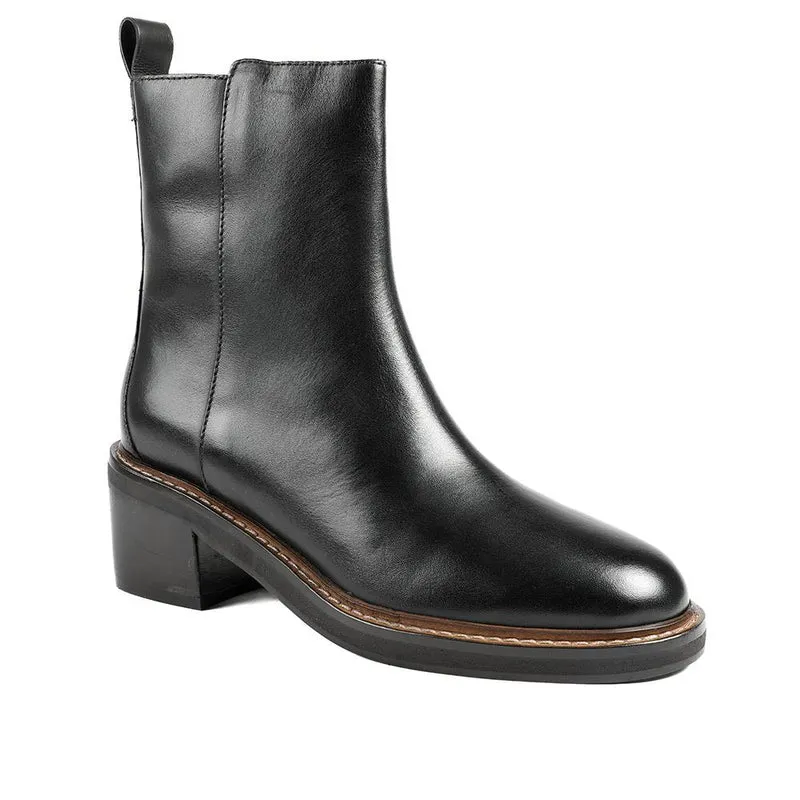 Krystel Leather Block Heel Ankle Boots - KRYSTEL / 329 156