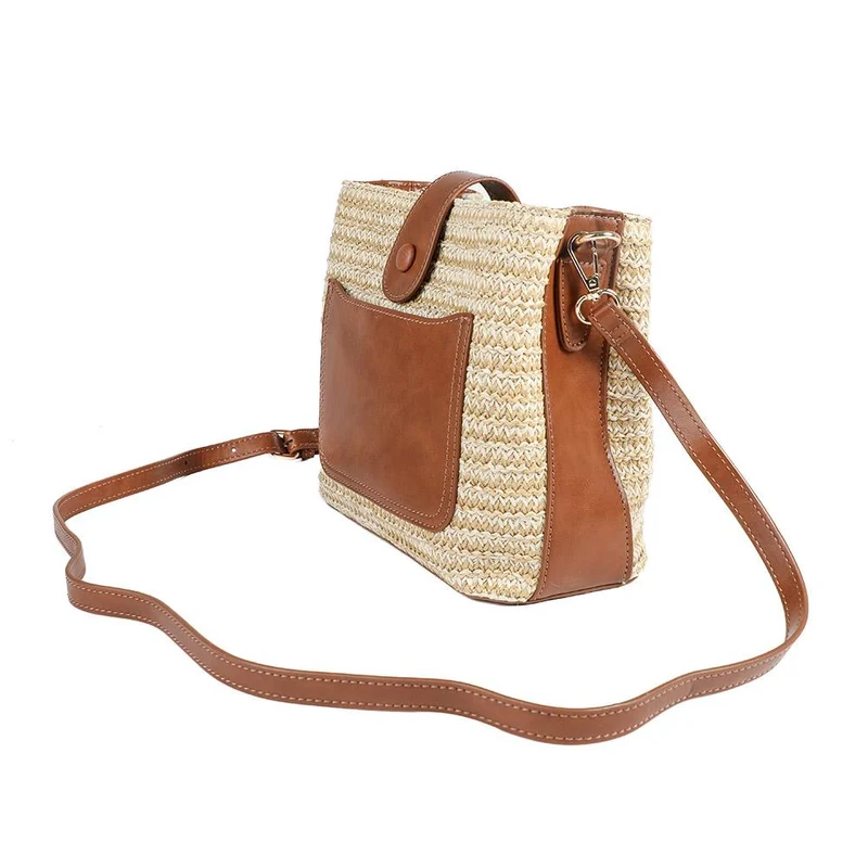 Woven Shoulder Bag with Faux Leather Trim - RIM43000 / 329 297 - Tan