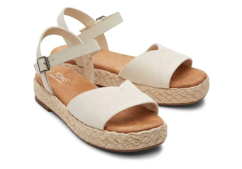TOMS Damen Abby Natural Flatform Espadrille Sandale - Natur