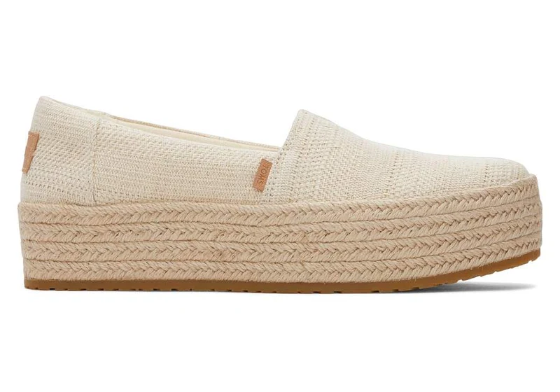 TOMS Valencia Undyed Metallic Stripe Plateau-Espadrille für Damen - Natur
