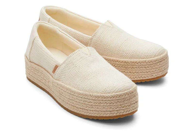 TOMS Valencia Undyed Metallic Stripe Plateau-Espadrille für Damen - Natur
