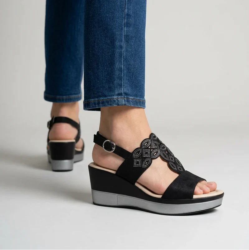 Elinazza | Damen-Keilsandalen mit verstellbarem Riemen