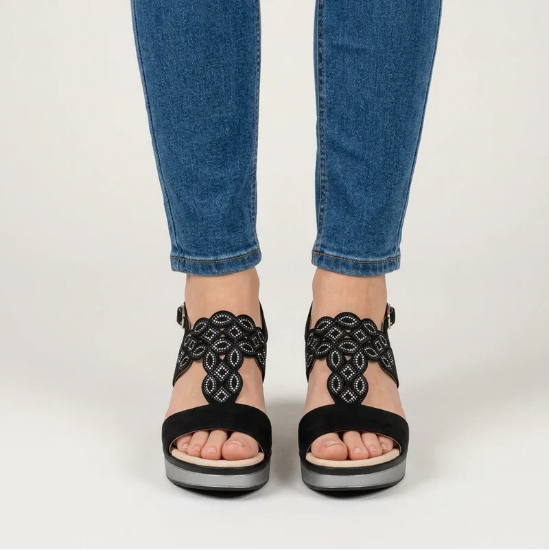Elinazza | Damen-Keilsandalen mit verstellbarem Riemen