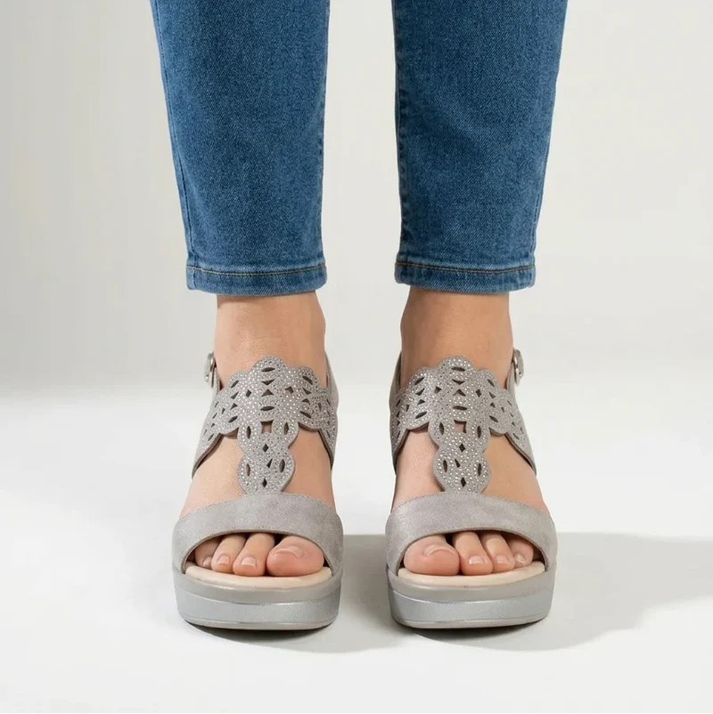 Elinazza | Damen-Keilsandalen mit verstellbarem Riemen