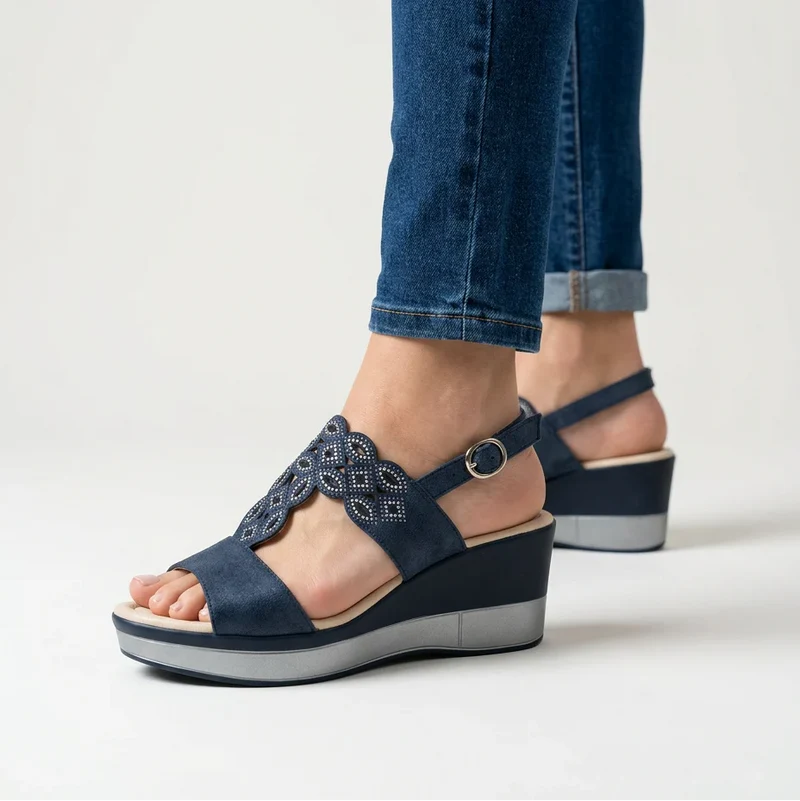 Elinazza | Damen-Keilsandalen mit verstellbarem Riemen