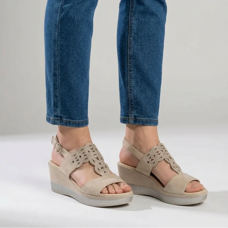 Elinazza | Damen-Keilsandalen mit verstellbarem Riemen