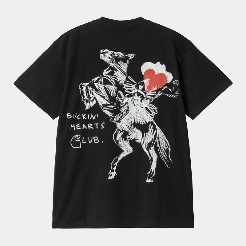 Carhartt WIP Herren Pepe Buckin Hearts Club Kurzarm-T-Shirt - Schwarz