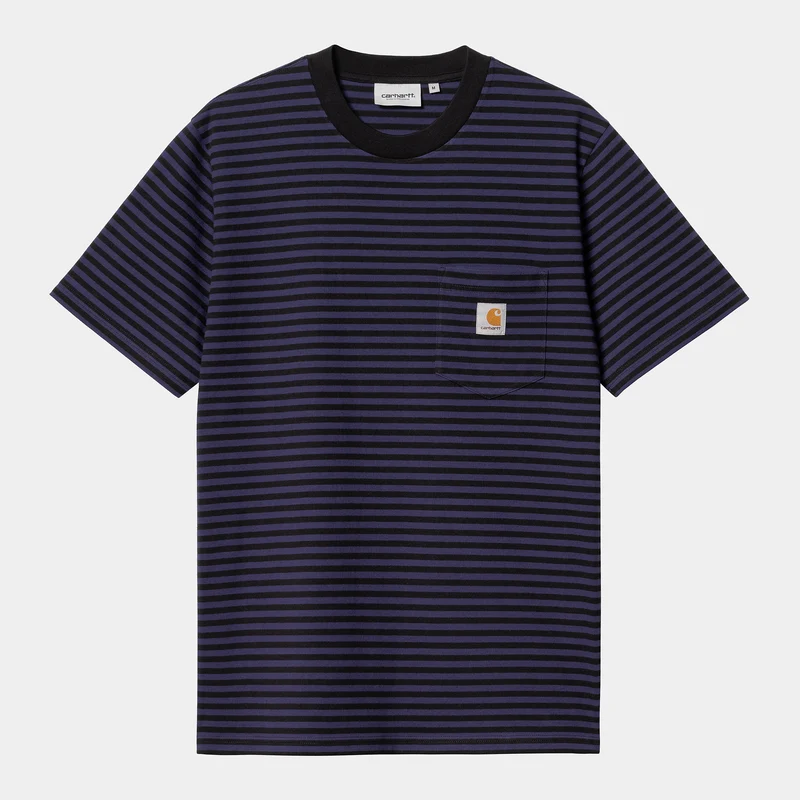 Carhartt WIP Herren Verner Kurzarm-T-Shirt mit Tasche - Schwarz / Aura