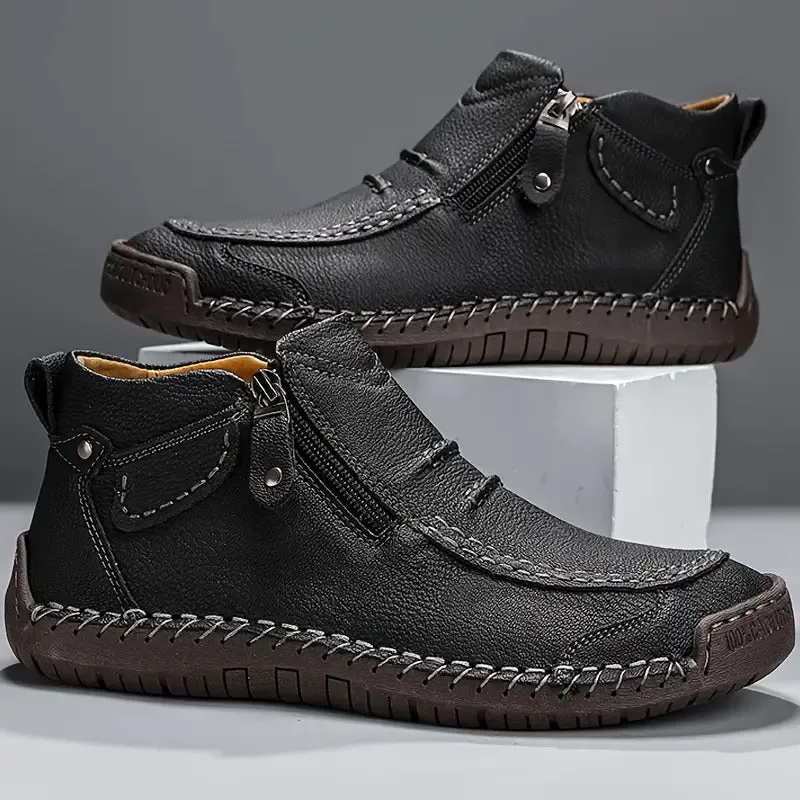 Herren Stiefeletten Lederoptik mit Reißverschluss