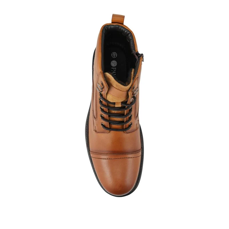 Wide Fit Premium Leather Lace Up Boots - JFOOT42021 / 328 060 - Tan