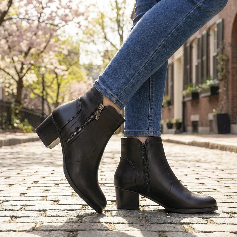 Classic Heeled Ankle Boots with Zip Fastening - SANYI42021 / 329 267 - Black