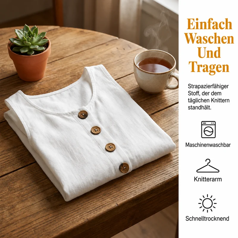 Adalberta | Ärmelloses Leinenkleid mit Knopfleiste