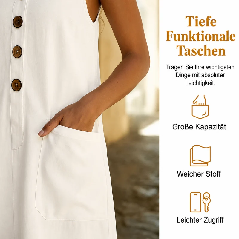 Adalberta | Ärmelloses Leinenkleid mit Knopfleiste