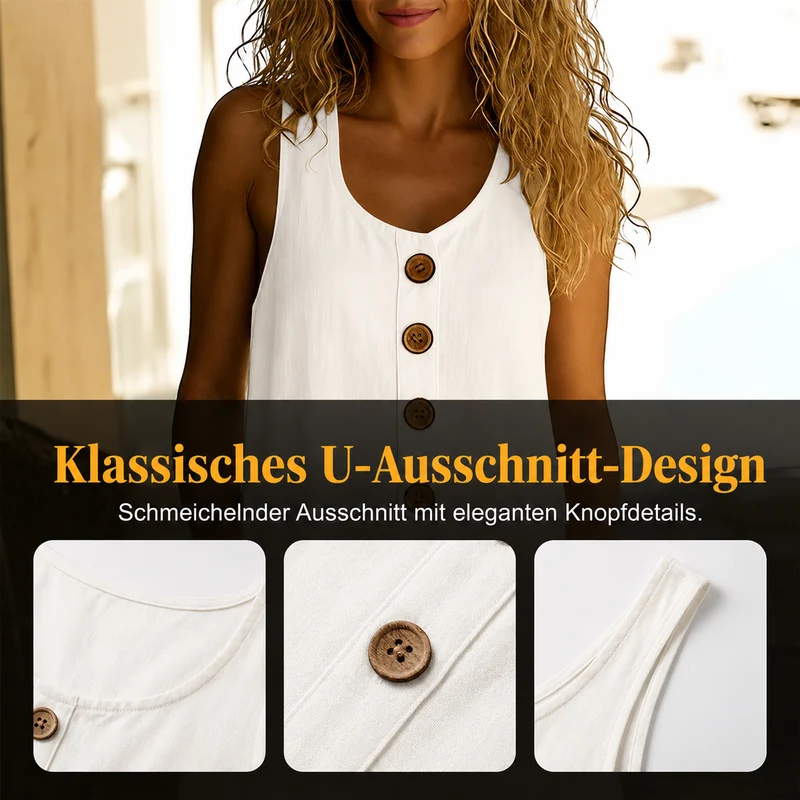 Adalberta | Ärmelloses Leinenkleid mit Knopfleiste