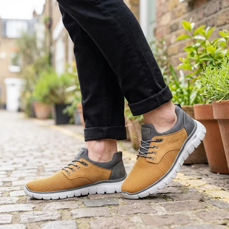 Rieker Breathable Bungee Lace Trainers - RKR43570 / 328 775 - Yellow