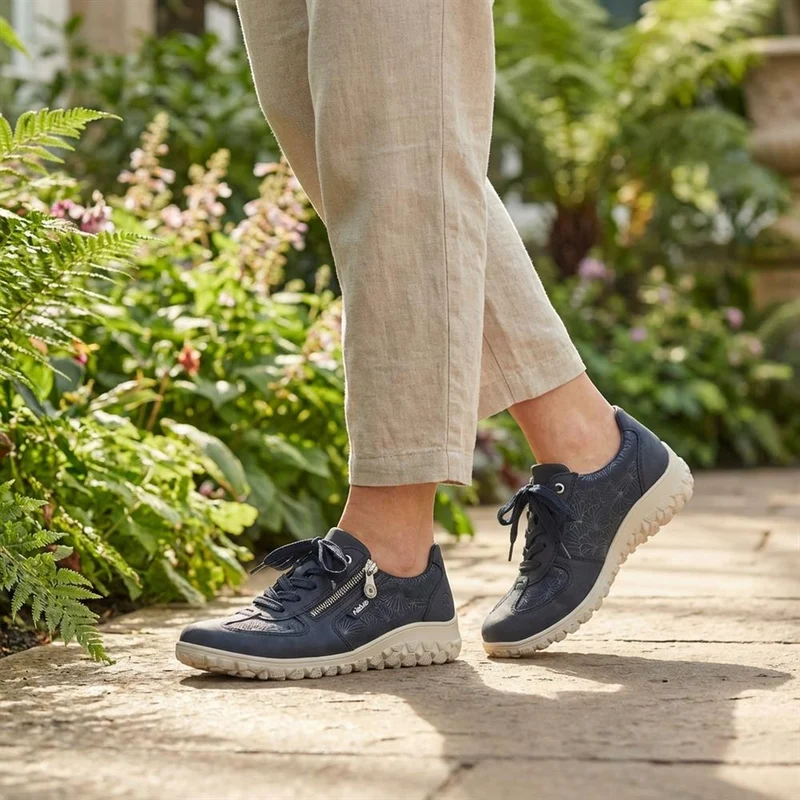 Rieker Extra Wide Lace & Zip Fasten Trainers - RKR43544 / 328 777 - Navy