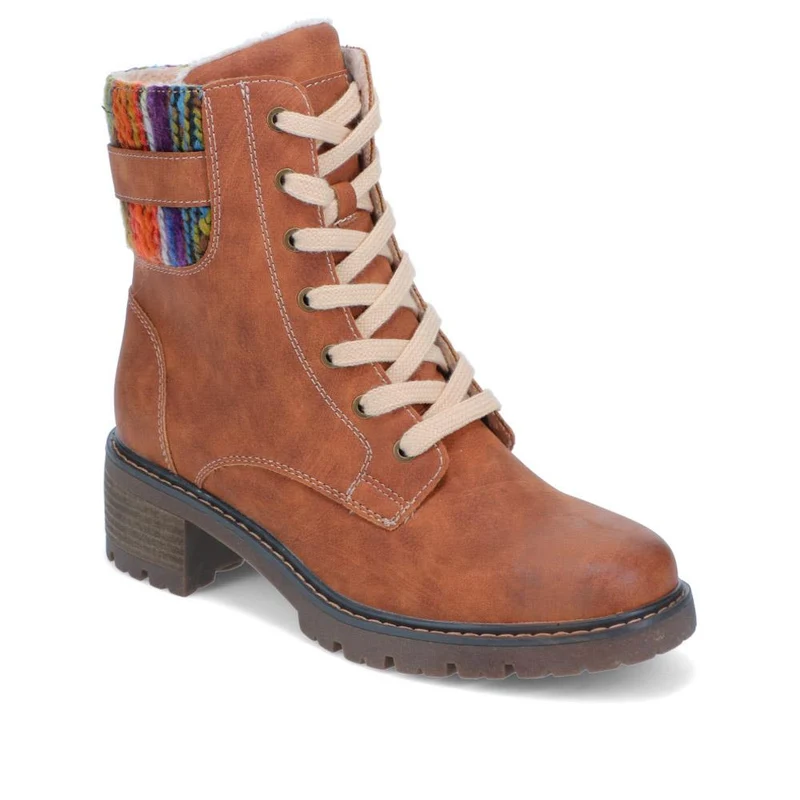 Chunky-Laced Ankle Boots - SUPRE40009 / 326 254 - Cognac