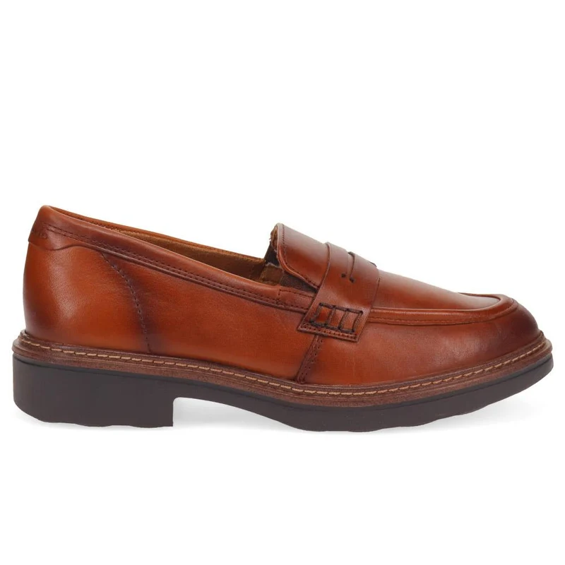 Wide-Fit Heeled Penny Loafers - JANA40504 / 326 067 - Cognac