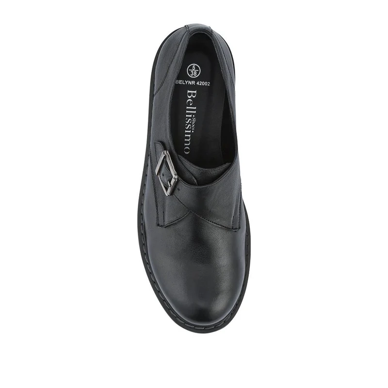 Leather Touch-Fasten Monk Shoes - BELYNR42002 / 328 345 - Black