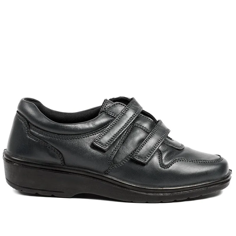 Wide Fit Leather Adjustable Fit Shoes - RAJA42001 / 328 599 - Navy
