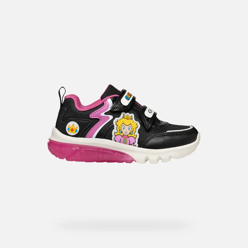 Geox Kinder Super Mario Leuchtende Turnschuhe - Schwarz / Fuchsia