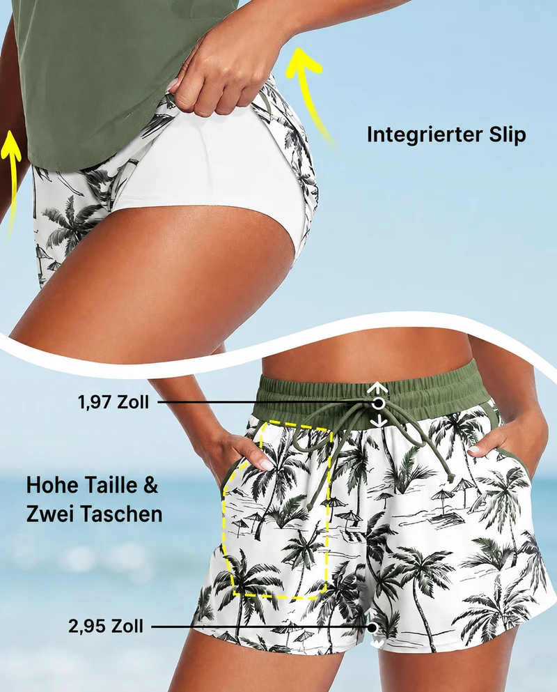 Désirée | Dreiteiliges Damen-Tankini mit Palmenprint