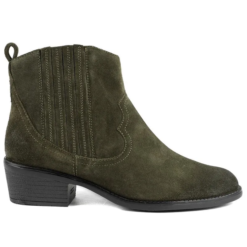 Van Dal Jessie Wide Fit Leather Ankle Boots - GUP42500 / 328 838 - Olive Suede