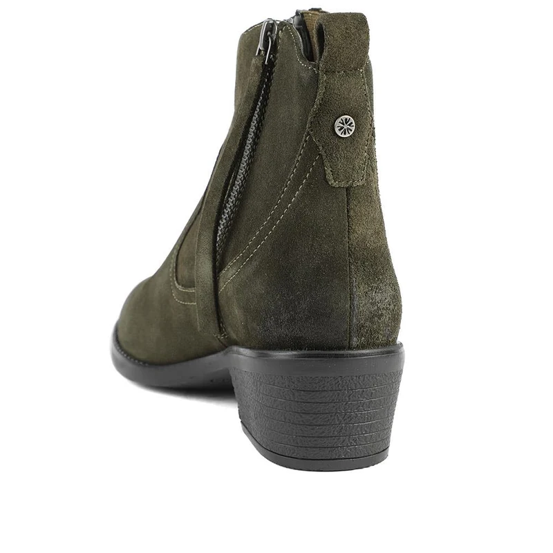 Van Dal Jessie Wide Fit Leather Ankle Boots - GUP42500 / 328 838 - Olive Suede