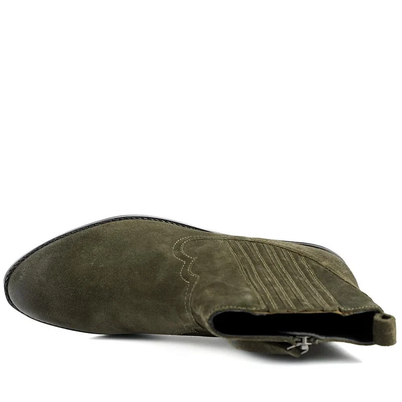 Van Dal Jessie Wide Fit Leather Ankle Boots - GUP42500 / 328 838 - Olive Suede