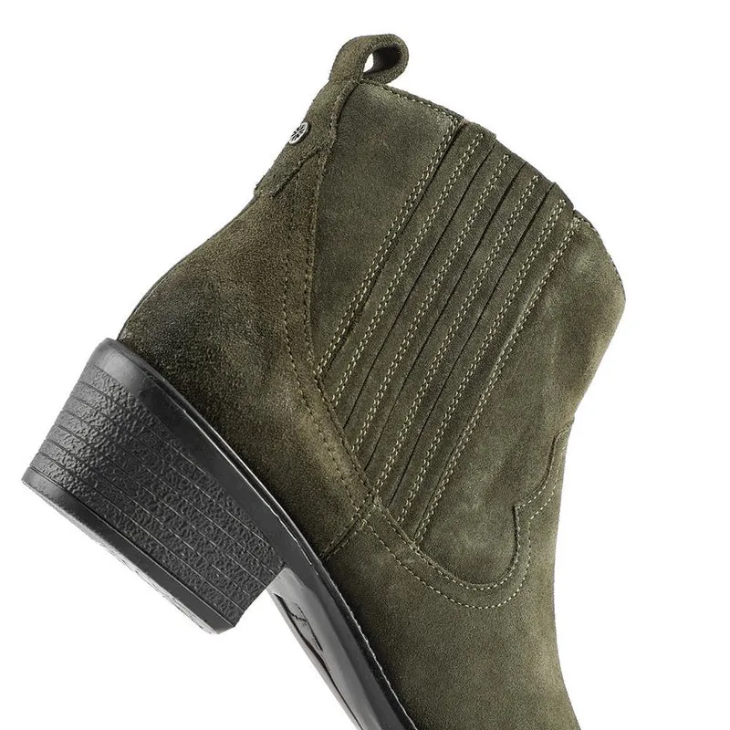 Van Dal Jessie Wide Fit Leather Ankle Boots - GUP42500 / 328 838 - Olive Suede