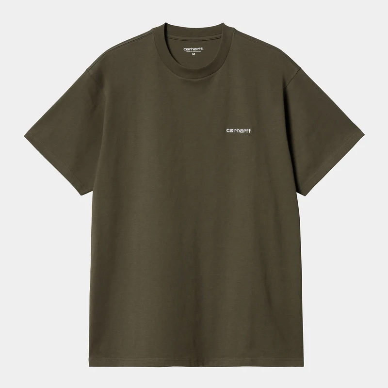 Carhartt WIP Herren-Kurzarm-T-Shirt mit Schriftzug-Stickerei – Zypresse