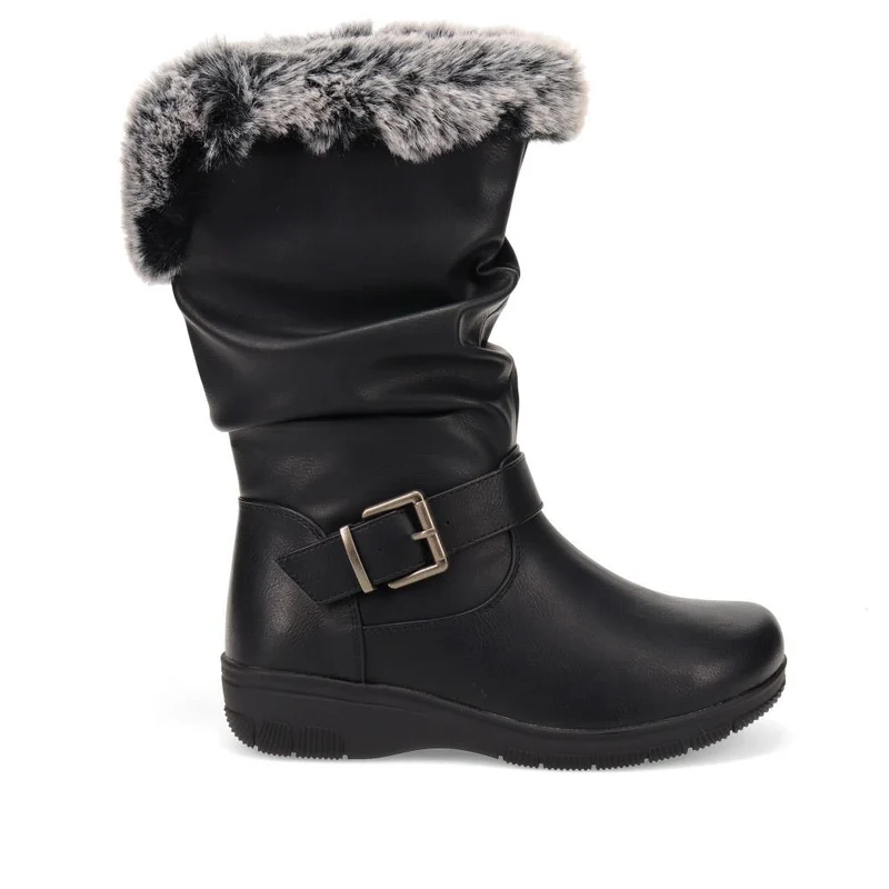 Faux-Fur Cuff Long Boots - AURRORA / 326 600 - Black