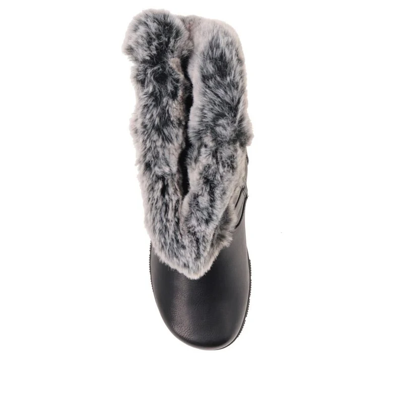Faux-Fur Cuff Long Boots - AURRORA / 326 600 - Black