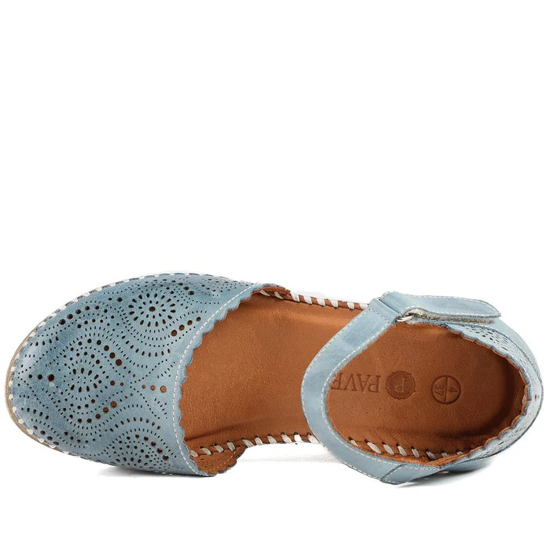 Casual Leather Touch Fasten Mary Janes - METIN41008 / 327 207 - Denim Blue