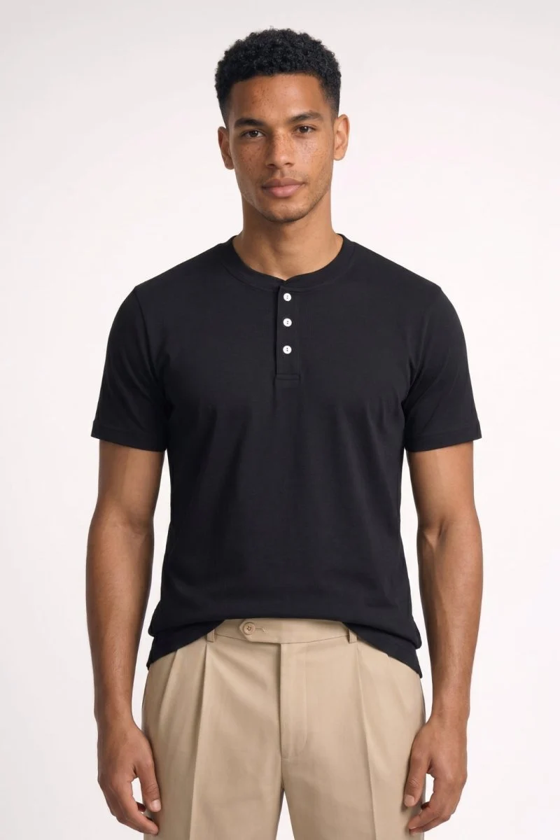 Henley T-Shirt Herren Kurzarm Basic