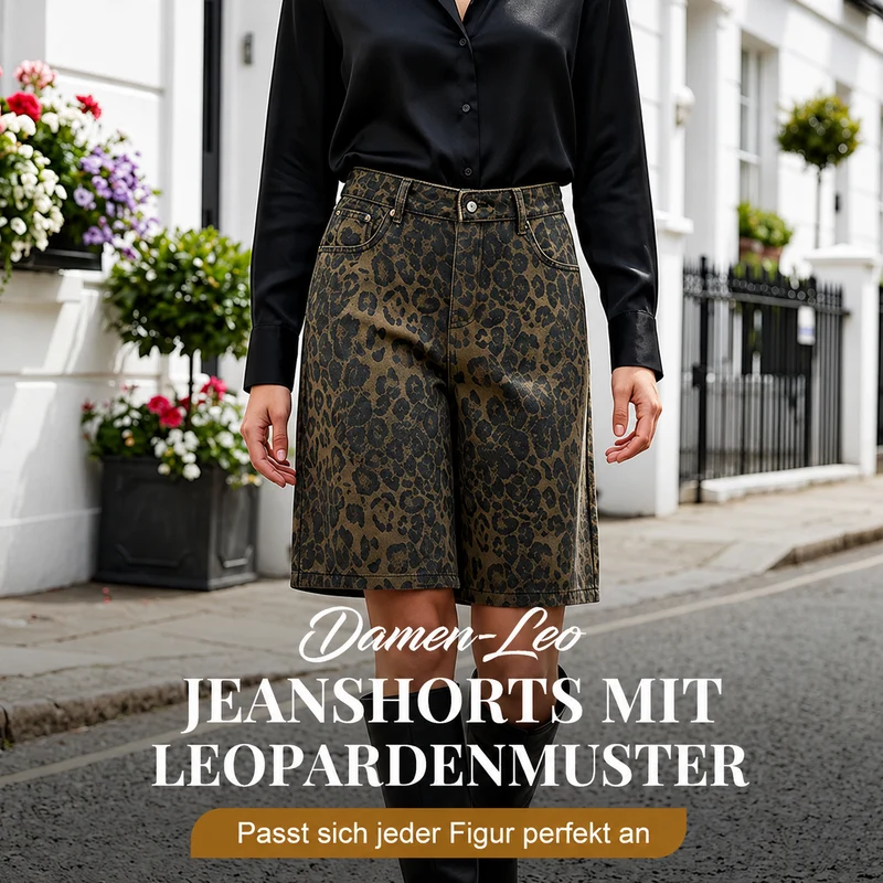 Clotilda | Coole Shorts mit hoher Taille mit Leopardenprint