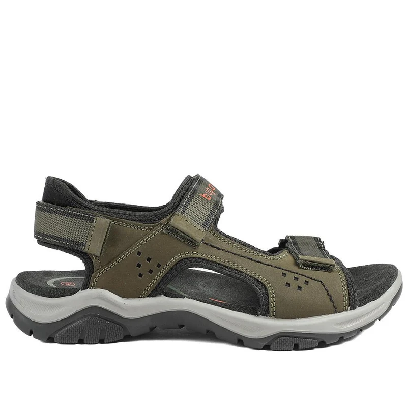 Casual Leather Strap Sandals - BUG43502 / 328 747 - Olive